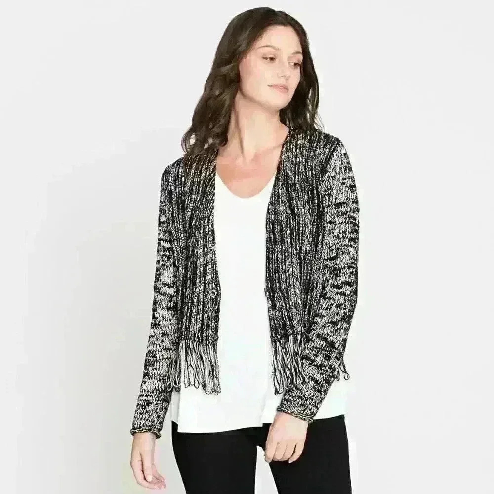 𝅺nic+zoe Fringe Worthy Jacket Black Petite Large